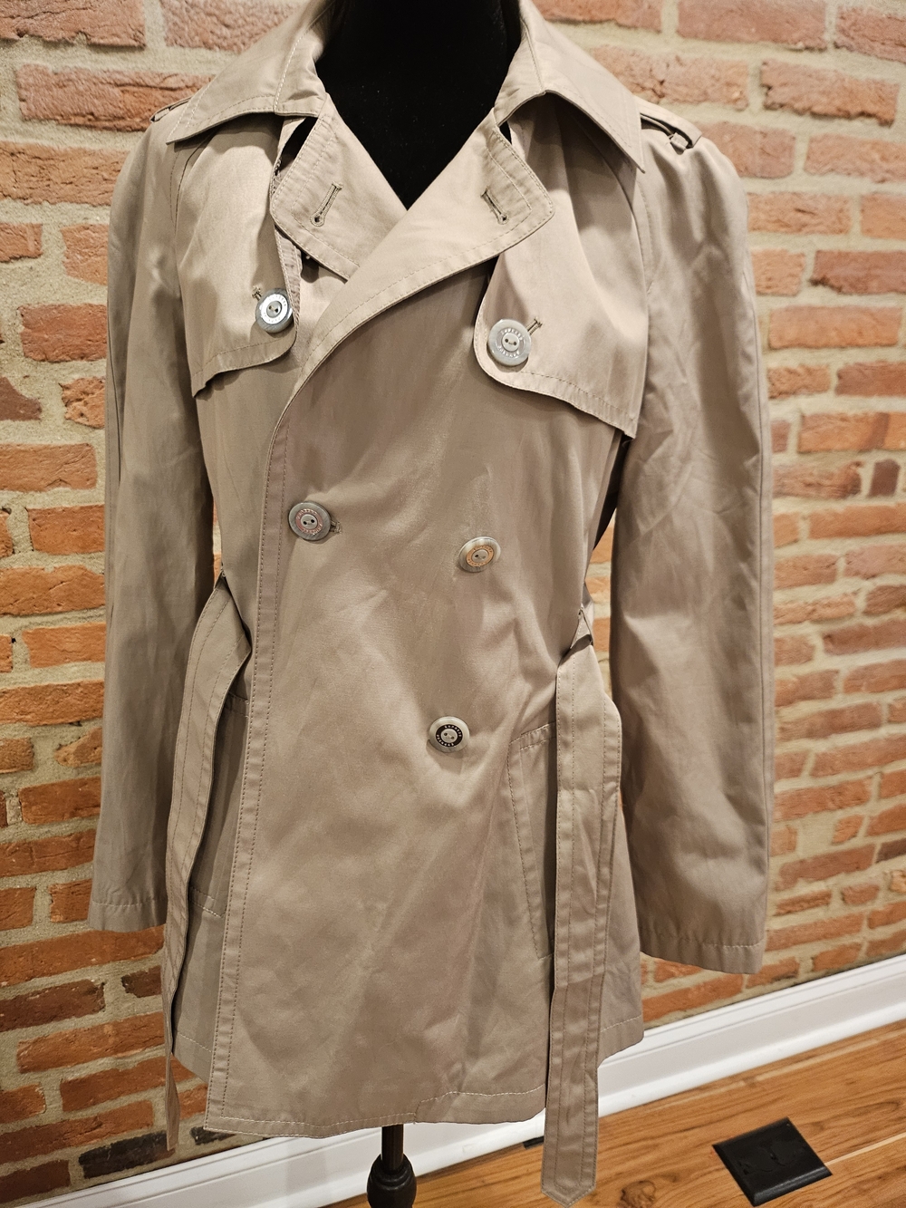 Express Beige Double-Breasted Trench Coat